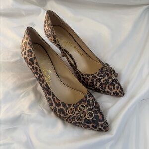 Y2K Kathy Van Zeeland Animal Print Heels with Buckle Detail